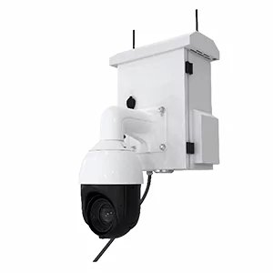 IP-Überwachungskamera – Wetterfeste PTZ-Kamera mit WLAN für Außenbereiche Moderne PTZ-Überwachungskamera mit wetterfestem Gehäuse und drahtloser Konnektivität für sichere Videoüberwachung im Außenbereich.