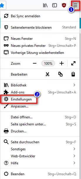 Firefox Drei-Strich-Menü