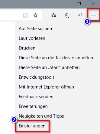 Edge Drei-Punkt-Menü