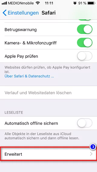 iOS Einstellungen