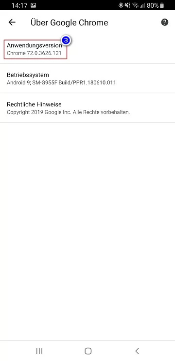 Version Android Chrome