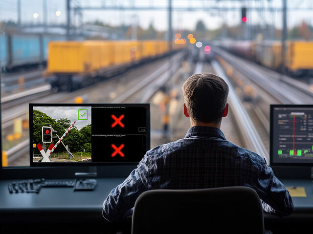 A man is sitting in front of two computer monitors