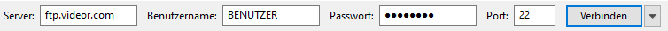 Verbindungsparameter FileZilla